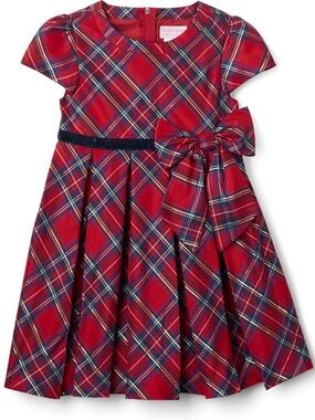 American Girl Bitty Baby Red Plaid Holiday Party Dress Girls Size 6 Bow